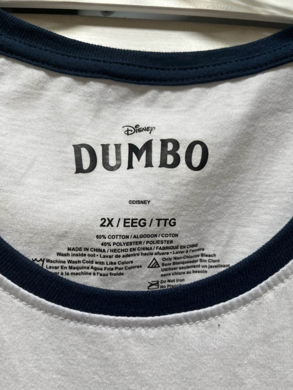 Disney Dumbo Raglan Tee - White & Navy - Picture 2 of 3